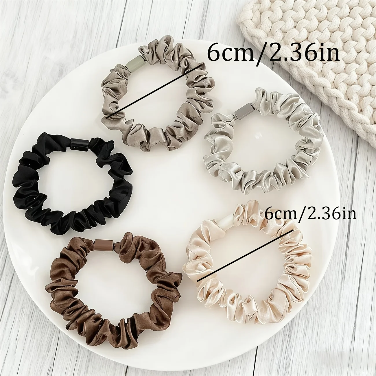 8pcs Elegant and Simple Brown Scrunchie High-Low Ponytail Bun Hair Accessory