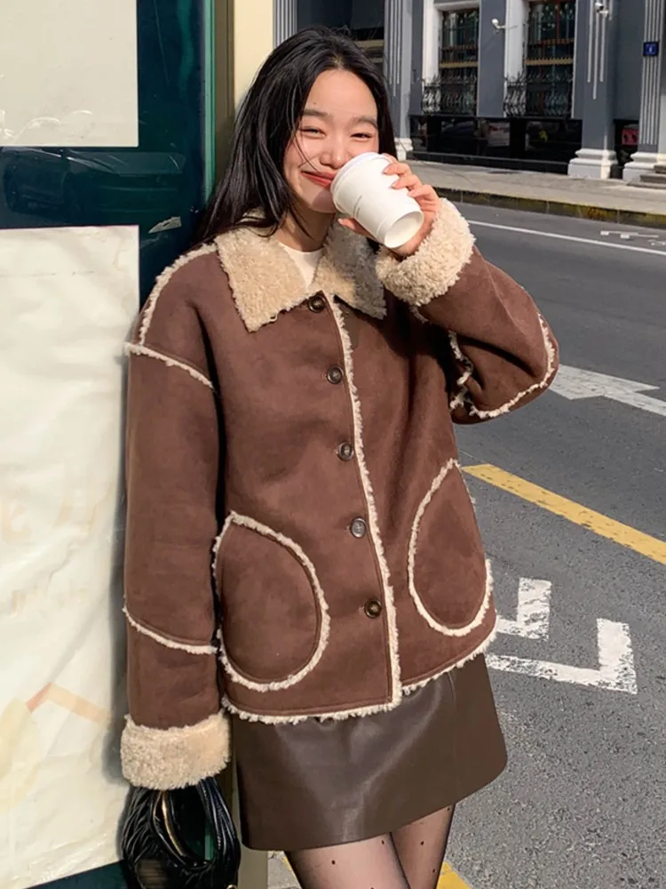 

Fashion New Women Elegant Chic Jackets Casual Long Sleeve Vintage Outerwear Warm Coats Female Korean Style Clothes New Outfits