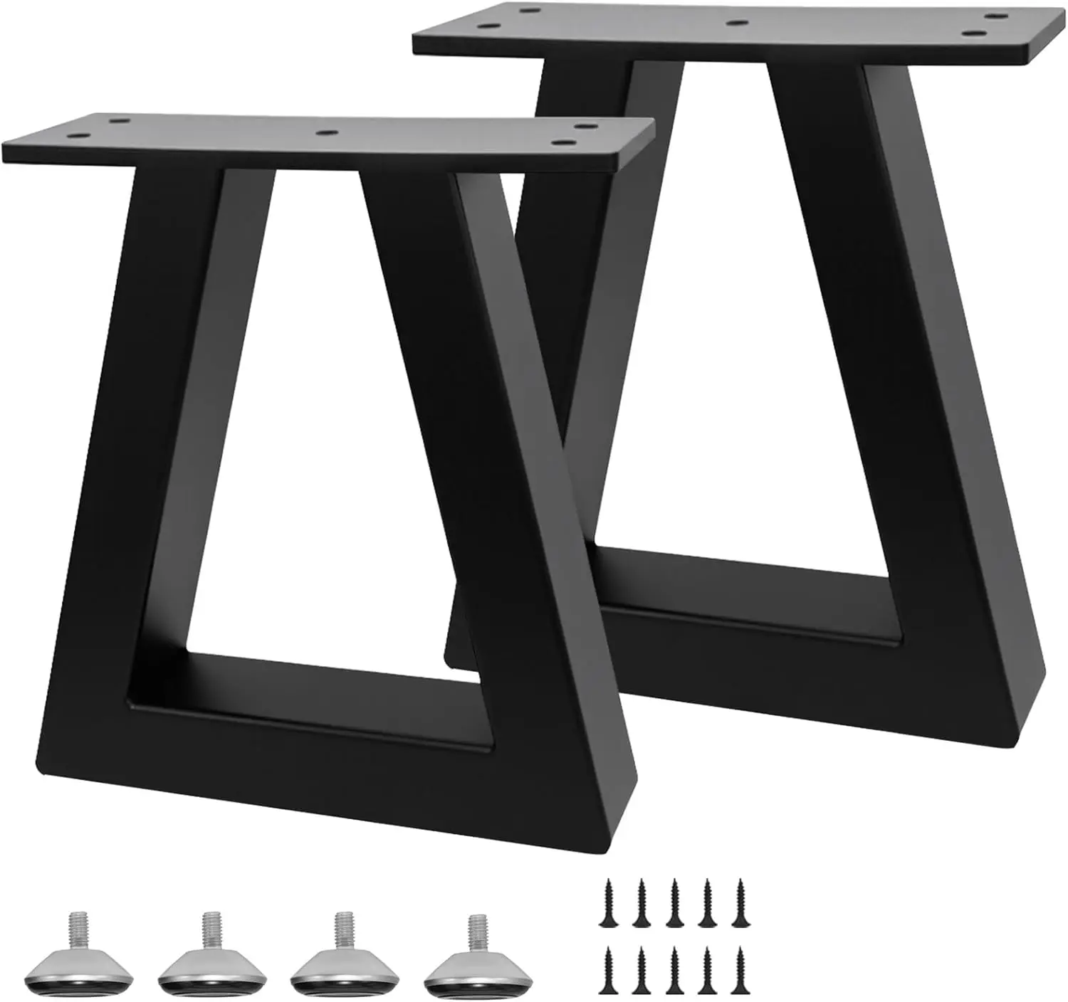 

8 Inch Trapezoid Metal Table Legs Black, DIY Furniture Feets for Bench, Coffee Table, Stool Cabinet Legs, Including Screws and A