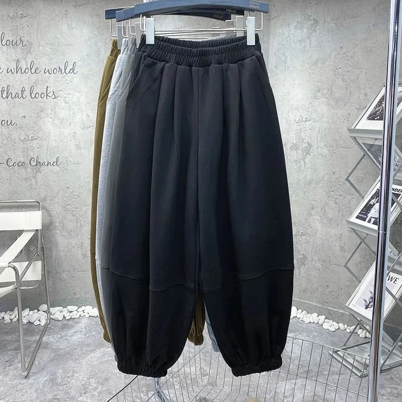 

plus Size Women's Thickened Fleece Lined Trousers Loose Casual Sweatpants Dad Pants Long Lantern Pants Winter Comfortable