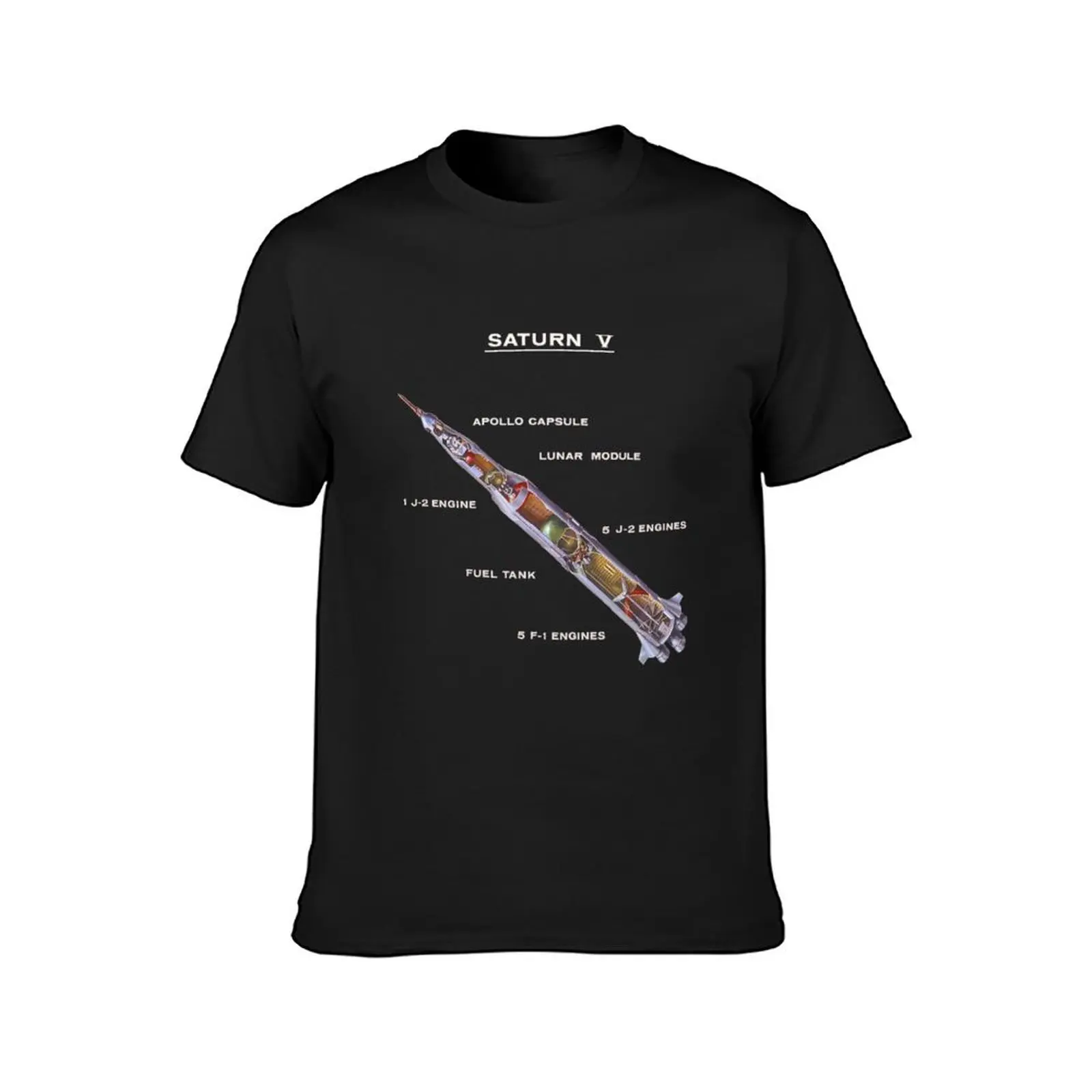 Saturn V from Apollo Crewed Lunar Expedition No Background Vertical T-Shirt quick-drying Men's clothing