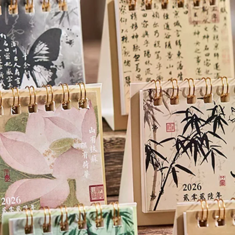 

2026 Mini Simple Calendar Small Desk Calendar Creative Coil Calendar Planner Desktop Decoration Office Stationery