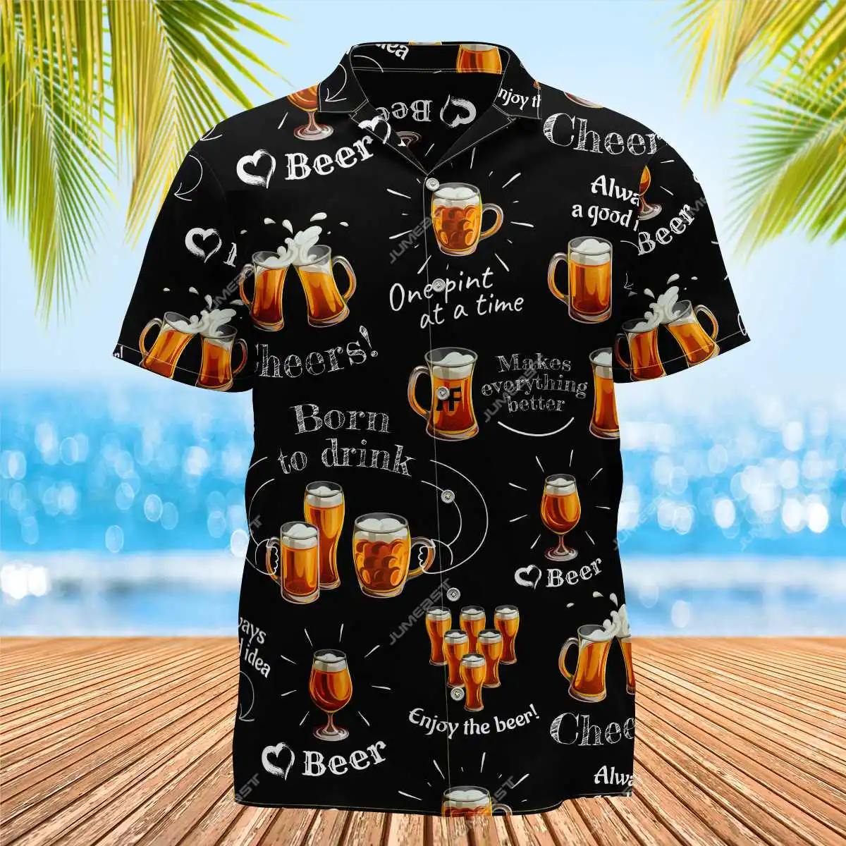 Jumeast Maple Leaf Men Hawaiian Aloha Shirt Beer 3D Printed Palm Tree Shirts Rooster Graphic Unisex Baggy Vintage Clothes Brazil