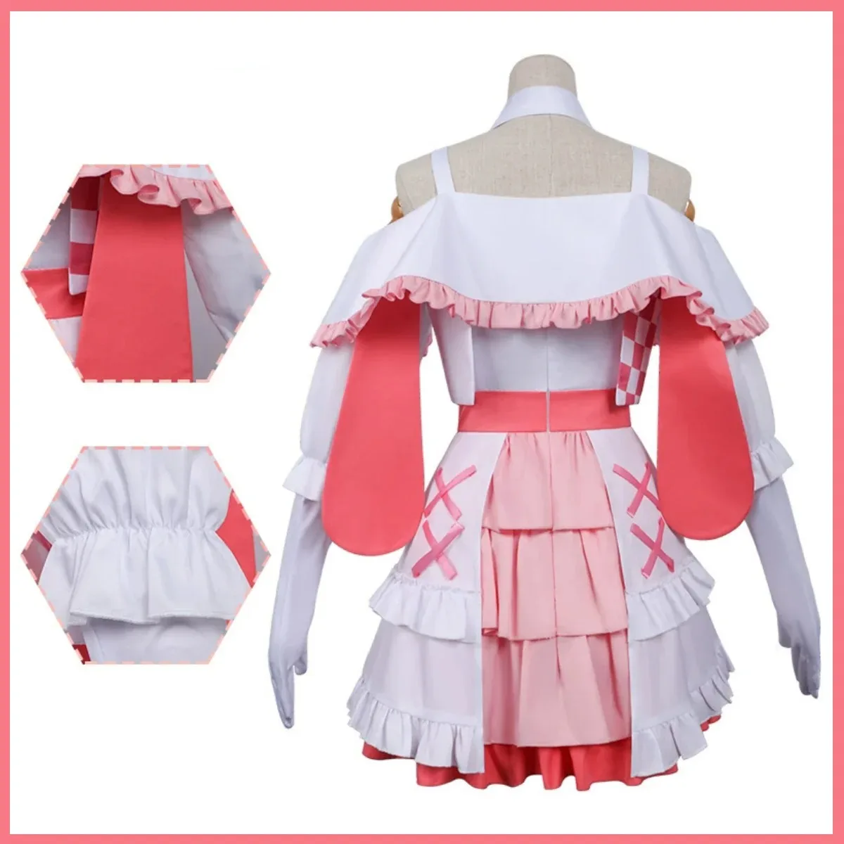 Disfraz de Anime Girls Band Cry Hina, disfraz de Lolita para mujer adulta, bonito vestido de princesa Kawai rosa y blanco, traje de mascarada de Navidad