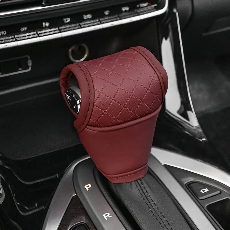 1Pcs PU Leather NonSlip DustProof Shifter Knob Protector Universal Car Gear Shift Cover Gear Lever Interior Decor Accessories