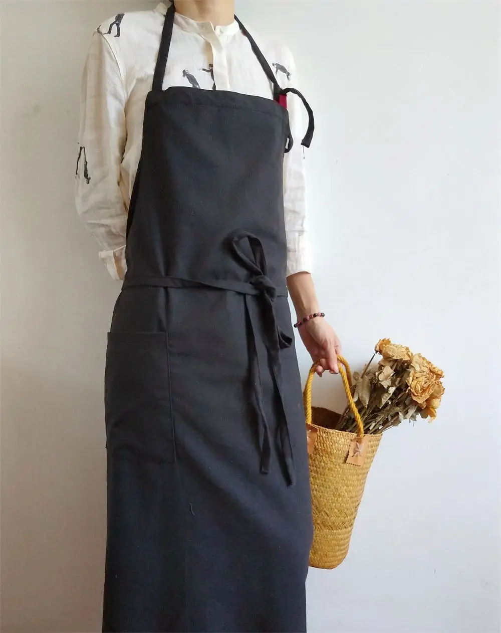 Cotton Linen Aprons for Woman Thin Unisex Kitchen Apron Flower House Studio Apron Commercial Restaurant Home Bib Cleaning Apron