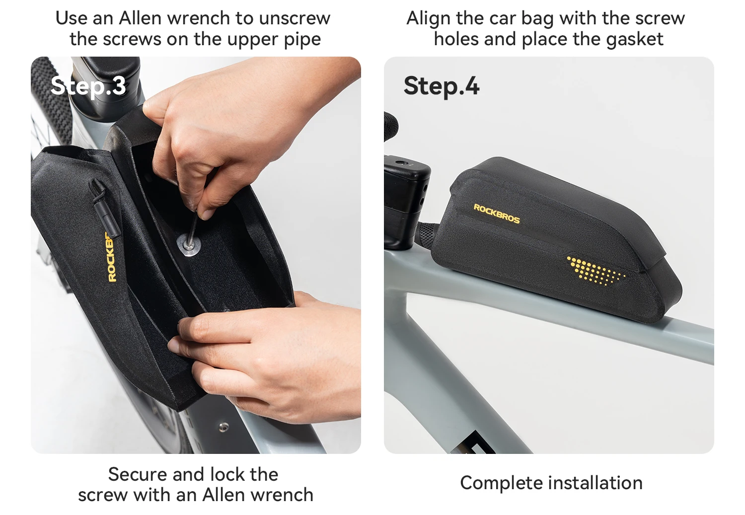 ROCKBROS Fahrradtasche 0,8L Kapazität Wasserdichte Magnetabdeckung Vorderrahmen MTB Rennrad Fahrradtasche Oberrohrtasche Fahrradzubehör – Detail 18