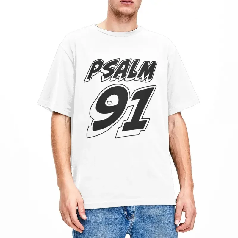 Men Women's Psalm 91 Bible Verse Christian Shirt Accessories Christ Jesus Pure Cotton Tops T-shirt Novelty Tees Adult