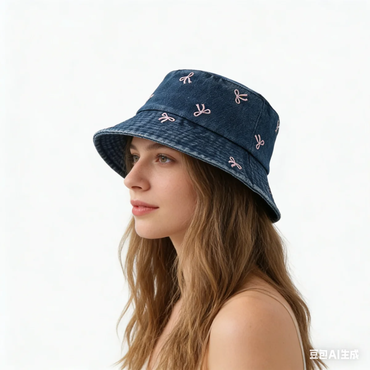 Beliebter Sommer-Bucket-Hat aus gewaschenem Denim mit Schmetterlings-Stickerei für Damen, Outdoor-Fischerhut, Strand-Sonnenschutz-Mütze, Geschenk