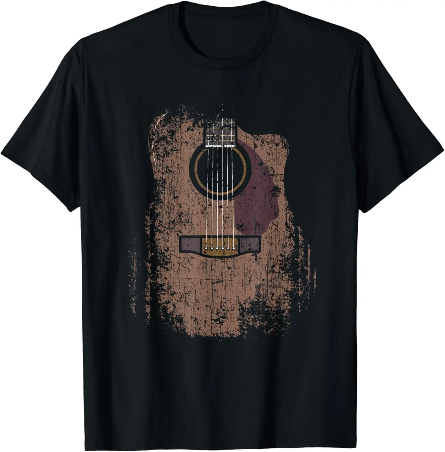 Distressed Acoustic Guitar Vintage Player Rock & Roll Music T-Shirt Cool Gift Unisex Summer Soft Tops Graphic T Shirts Camisetas