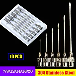 10pcs Stainless Steel Veterinary Syringe Needles Injection Vaccination Vet Tools Pigs Cow Sheep Bird Bovine Farm Animal Supplies