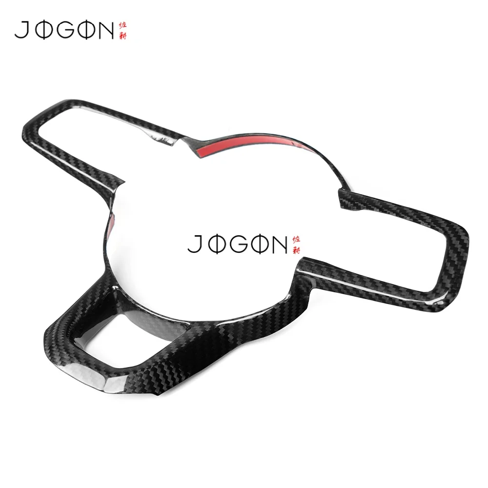 ألياف الكربون الجافة سيارة الداخلية عجلة القيادة زر قطاع غطاء الكسوة اكسسوارات ل جيب رانجلر JL 2019-2025 المصارع JT #4