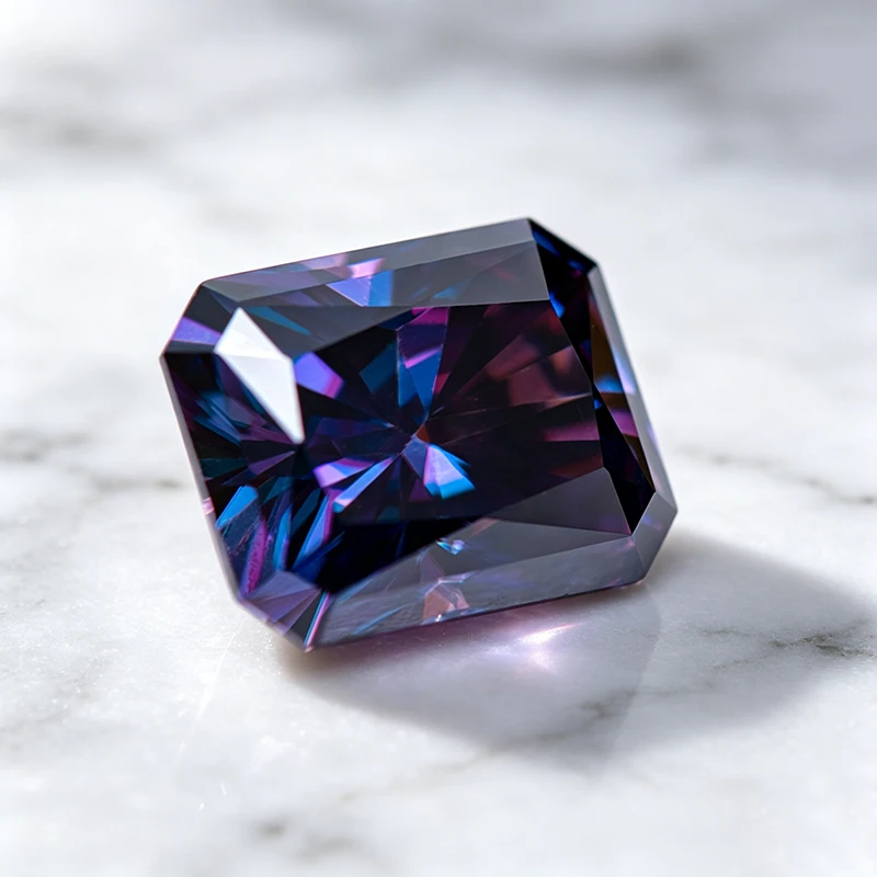 Moissanit-Stein Kaiserlich Lila Radiantschliff Edelstein für Charms Schmuckherstellungsmaterialien Besteht Diamanttester mit Zertifikat – Detail 4