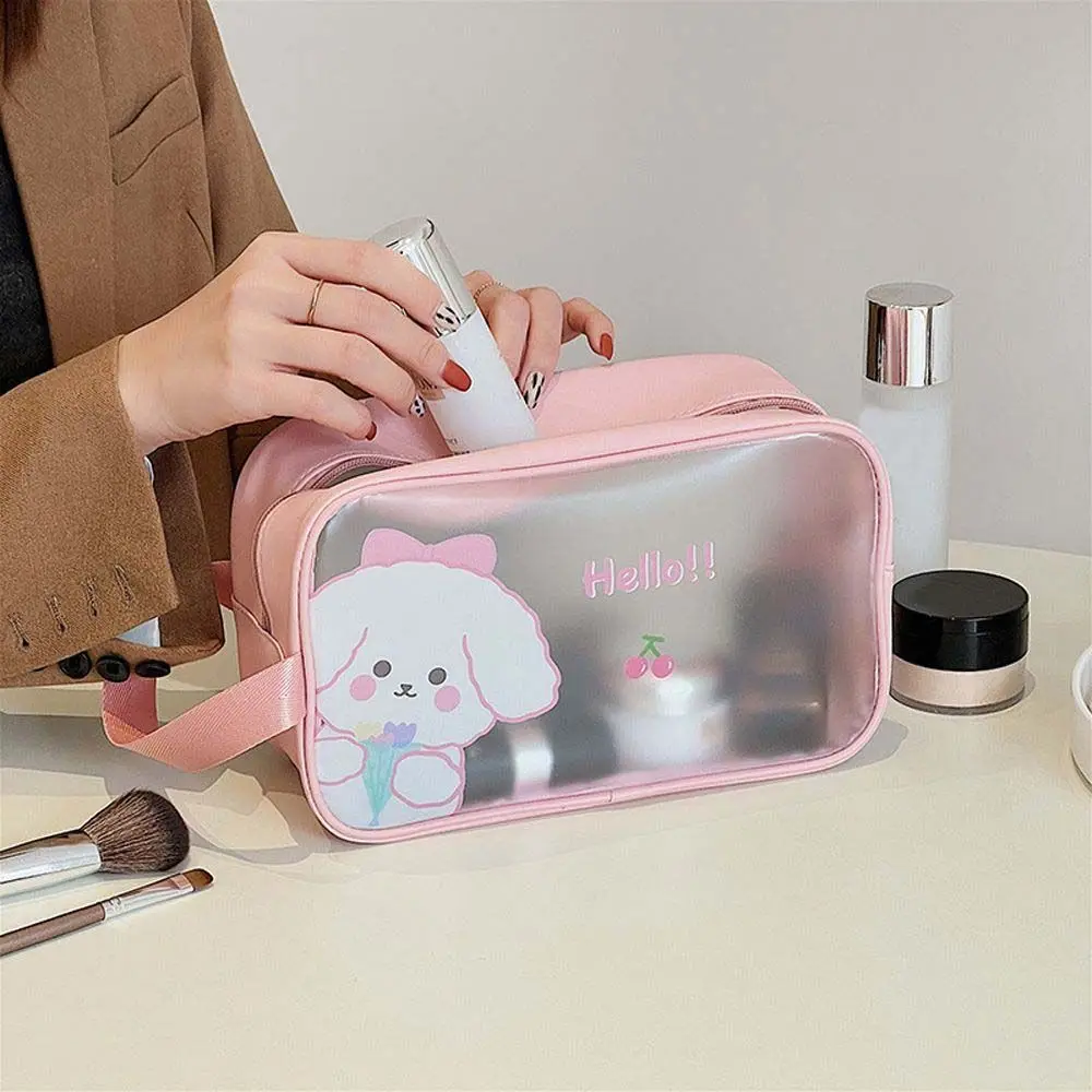 PVC Cosmetic Bag Transparent Waterproof Lipsticks Earphone Cable Storage Bag Cartoon Cow Wash Bag