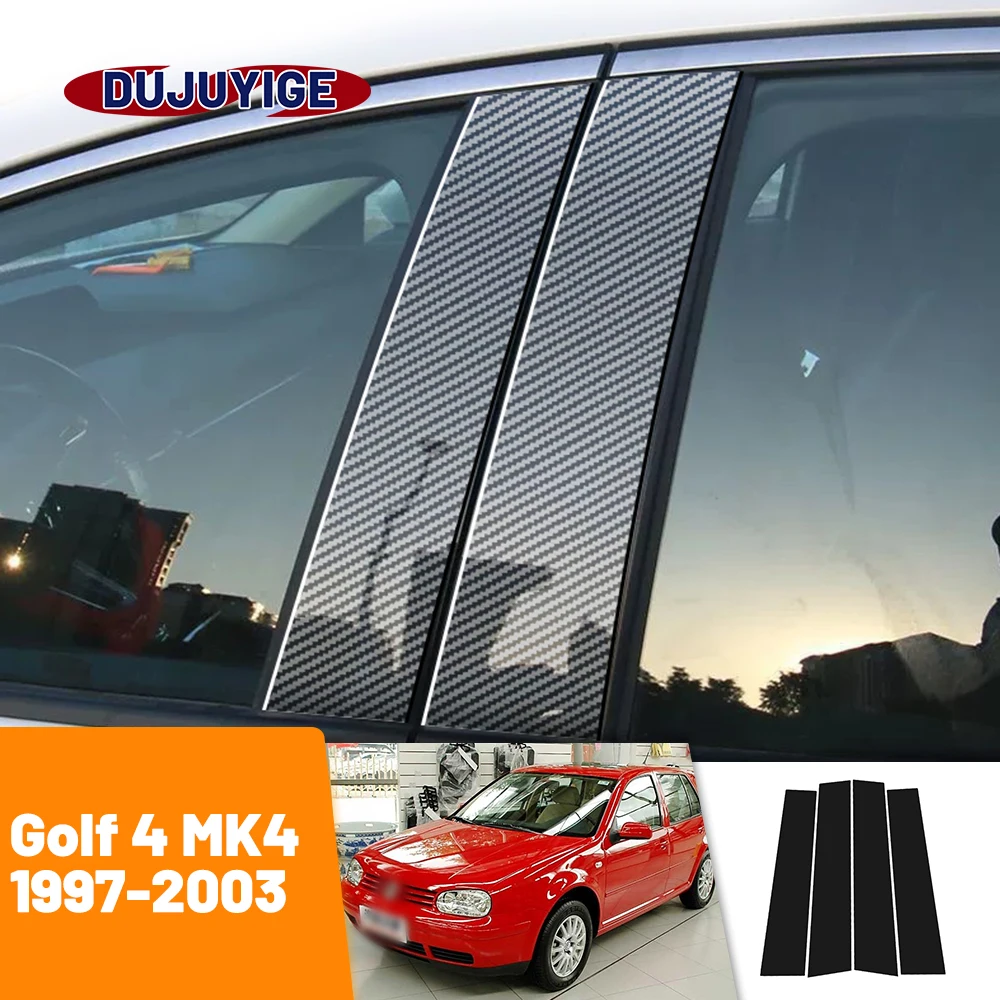 

For VW Golf 4 MK4 1997-2003 1998 1999 2000 2001 2002 Carbon Fiber Window Door Column Deal B C Pillar Post Cover Trim Sticker