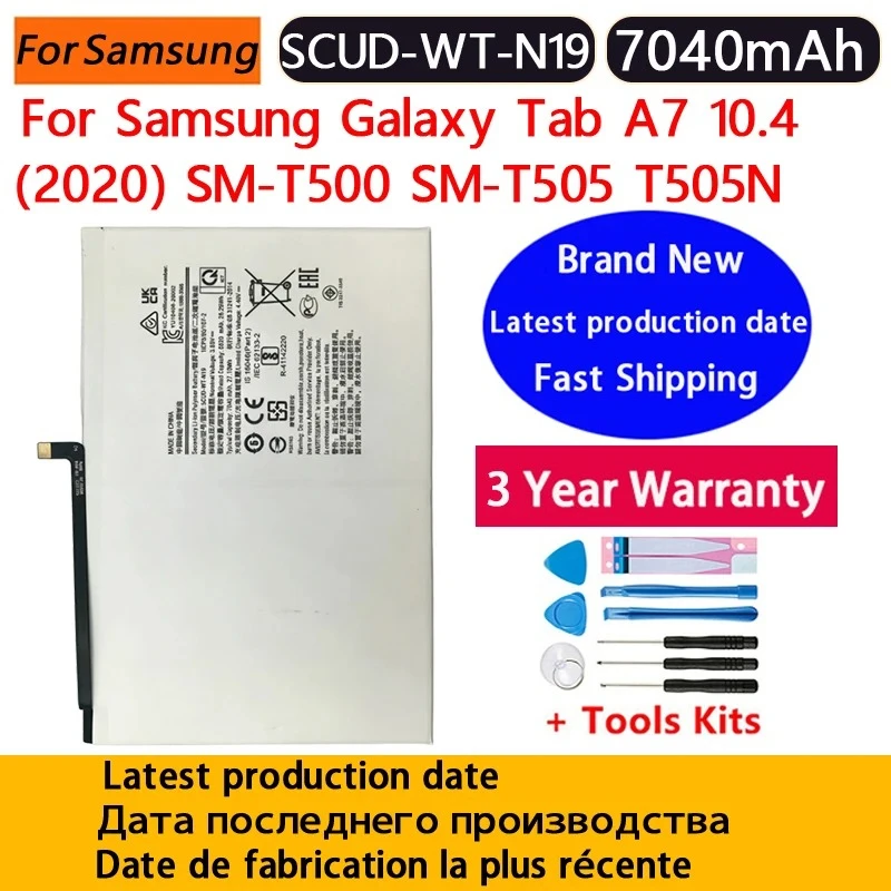 SCUD-WT-N19 Replacement Battery New 7040mAh For Samsung Galaxy Tab A7 T505C T500 Tablet Batteries Fast Shipping +Tools