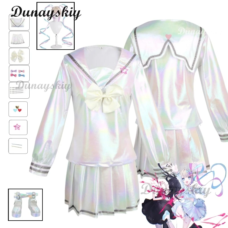 

NEEDY GIRL OVERDOSE KAngel Косплей Костюм Парик Лолита Обувь Пальто Юбка Униформа Парик Hallowmas Лазерные Цветные Юбки по индивидуальному заказу