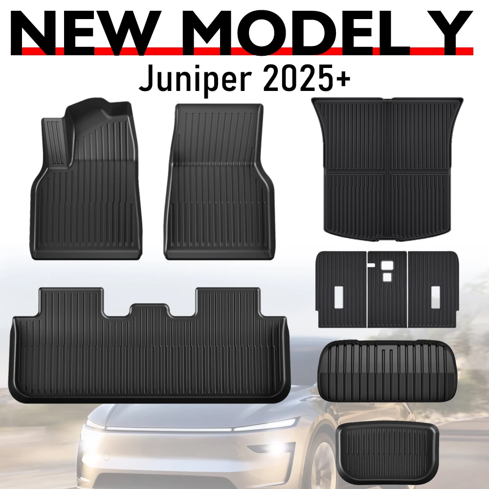 

Tesmayx Floor Mats for Tesla Model Y Juniper 2025 2026 Trunk Mat Front Rear Cargo Liners Left Right Hand Driver TPE Backrest Pad