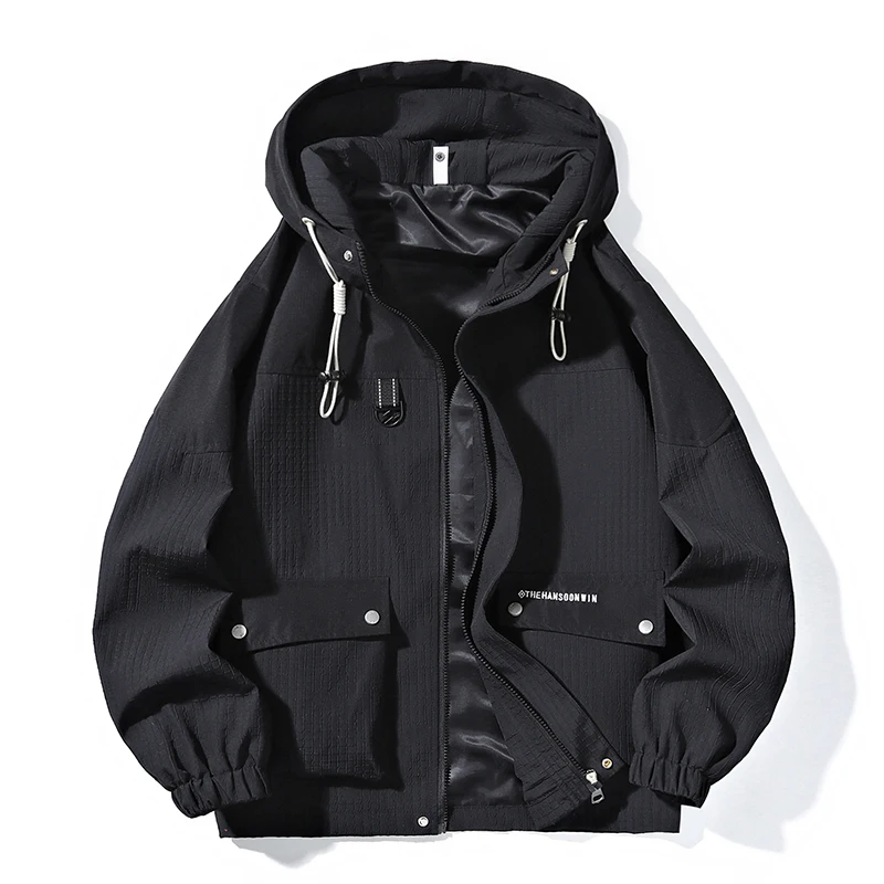 

Spring Autumn Men Cargo Multi Pocket Jacket Coats Sports Outdoor Tactical Zip Coat Male Hooded Casual Windproof Jackets H7785
