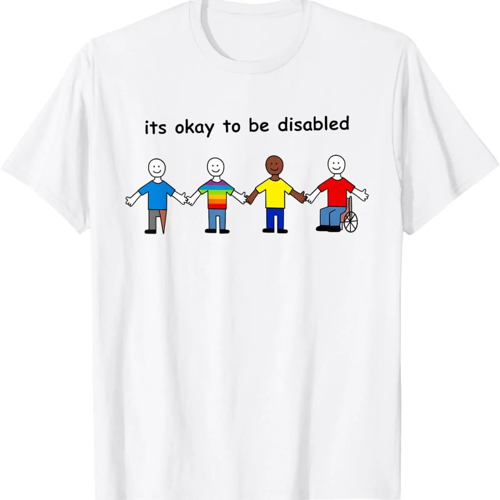 Its Okay to Be Disabled Inclusion Equality Pride T Shirt vintage Washed Casual Stretched Stylish Breathable fashion Soft homme