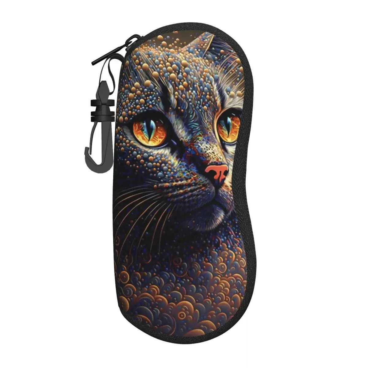 Estuche para gafas de gato con pintura, bolsa para gafas de sol con animales abstractos, práctico organizador de gafas de moda, caja portátil para gafas para hombres y mujeres