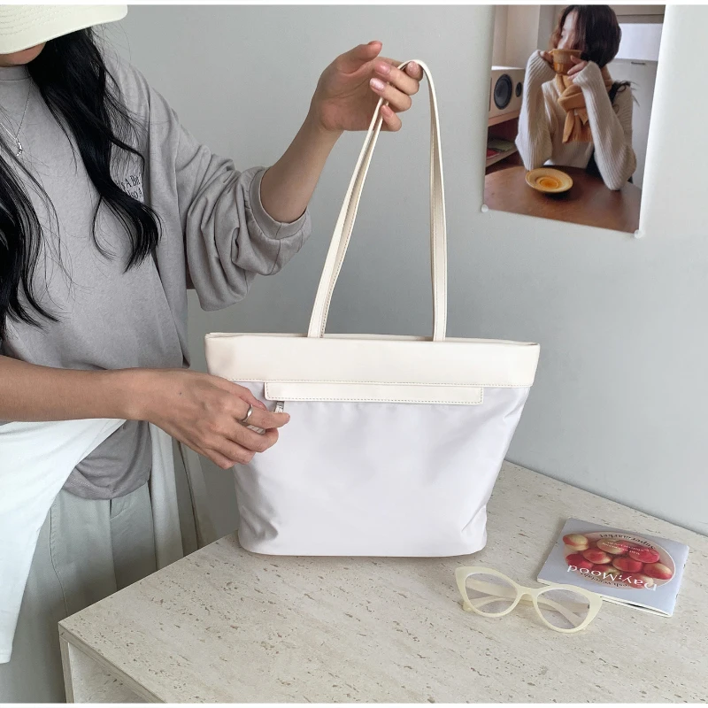 Koreanische Schultertasche, Leichte Damen-Handtasche mit Großer Kapazität aus Nylon, Vielseitige Shopper-Tasche für Arbeit und Freizeit – Detail 15