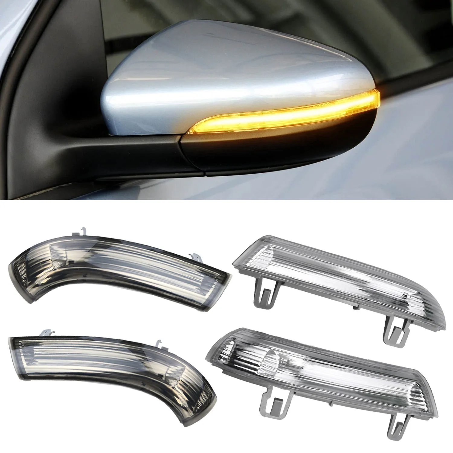 2 Pcs LED Rearview Mirror Indicator Turn Signal Light Side Lamp for VW Golf 5 Jetta Passat Sharan Lavida Seat Skoda 1K0949101