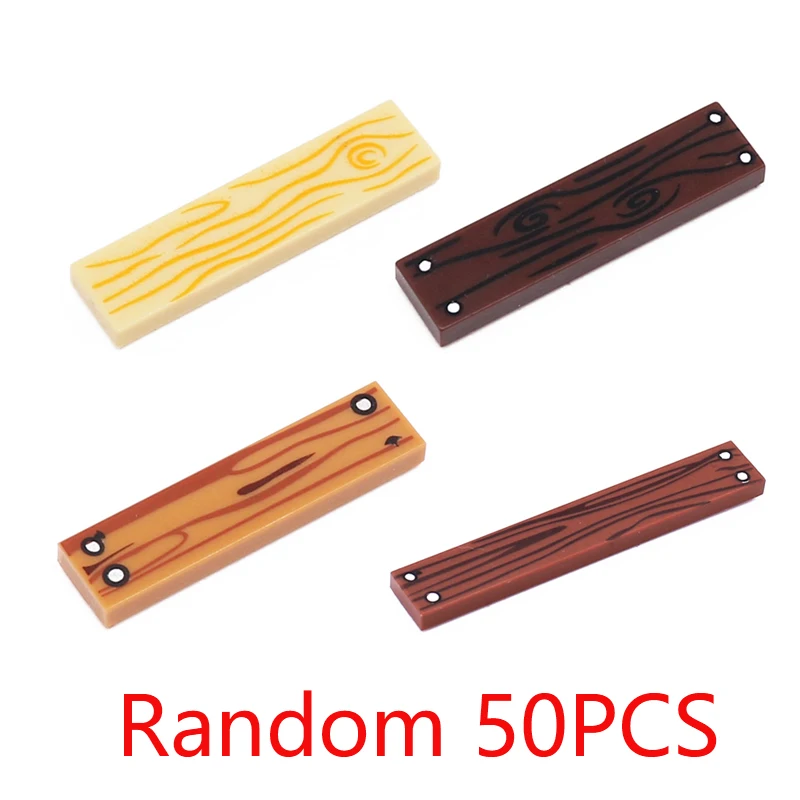 Bloques de construcción de ciudad MOC 2X2, azulejo de cerámica impreso, suelo de grano de madera, vitral, ventana, advertencia de carretera, tablero de rayas, juguetes de ladrillos