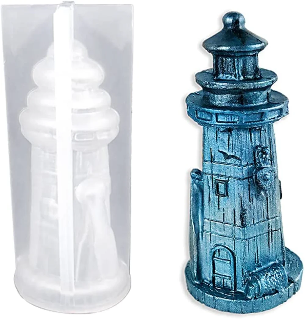 Lighthouse Candle Silicone Mold DIY Handicraft Large Statue Lighthouse Ornaments Epoxy Resin Molds Office Décor