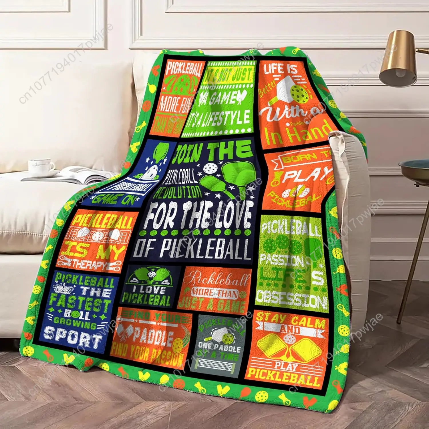 Join The Pickleball Revolution Flannel Throw Blanket Funny Slogan for Women Men Custom blankets