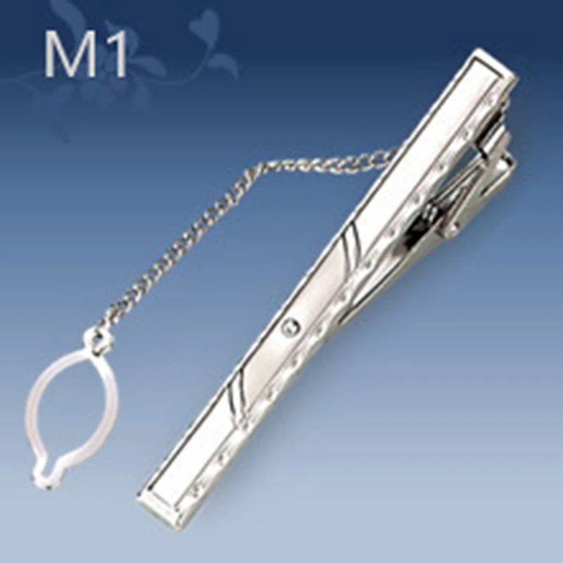 Men\'s Metal Tie Clip Silver Color Necktie Clips Pin Clasp Men Wedding Gentleman Ties Bar Crystal Tie Pin Party Smooth Clasp Pins