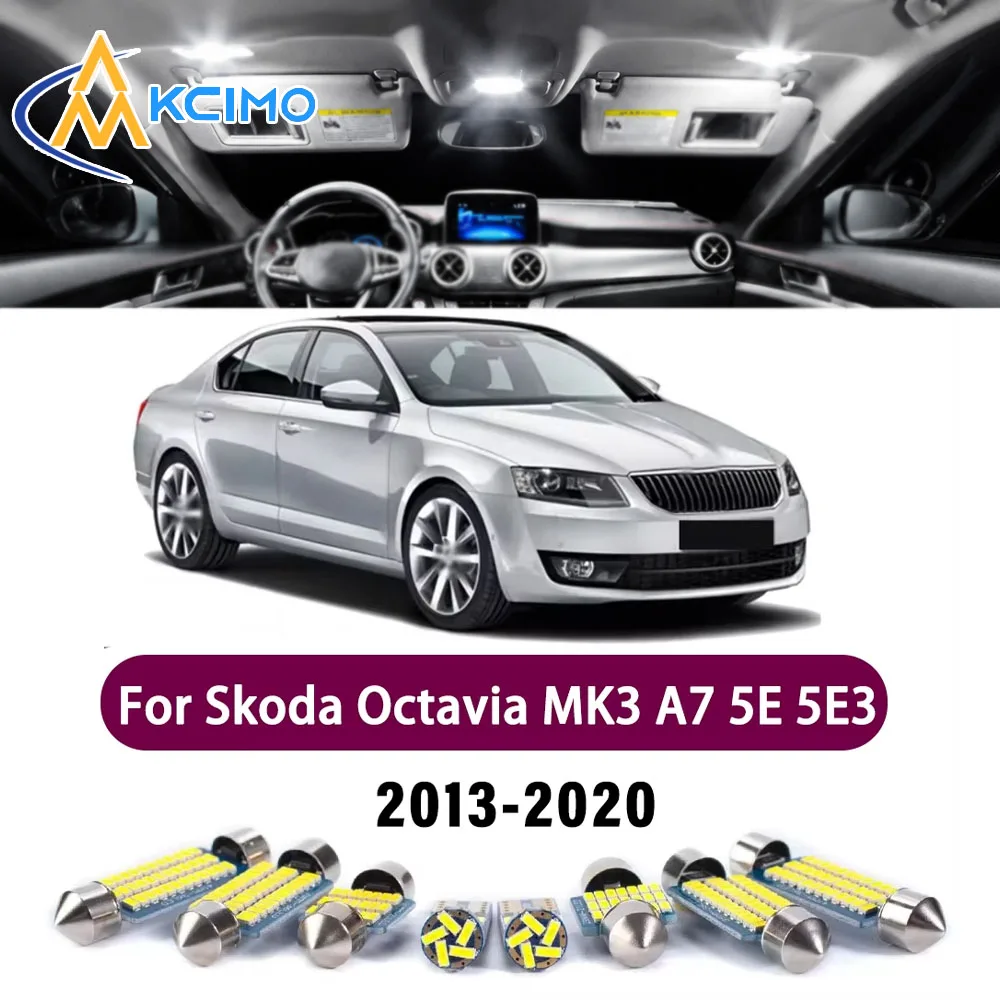 KCIMO New LED Canbus Interior Reading Dome Vanity Mirror Light Kit For Skoda Octavia MK3 A7 5E 5E3 5E5 2013-2020 Premium Lights