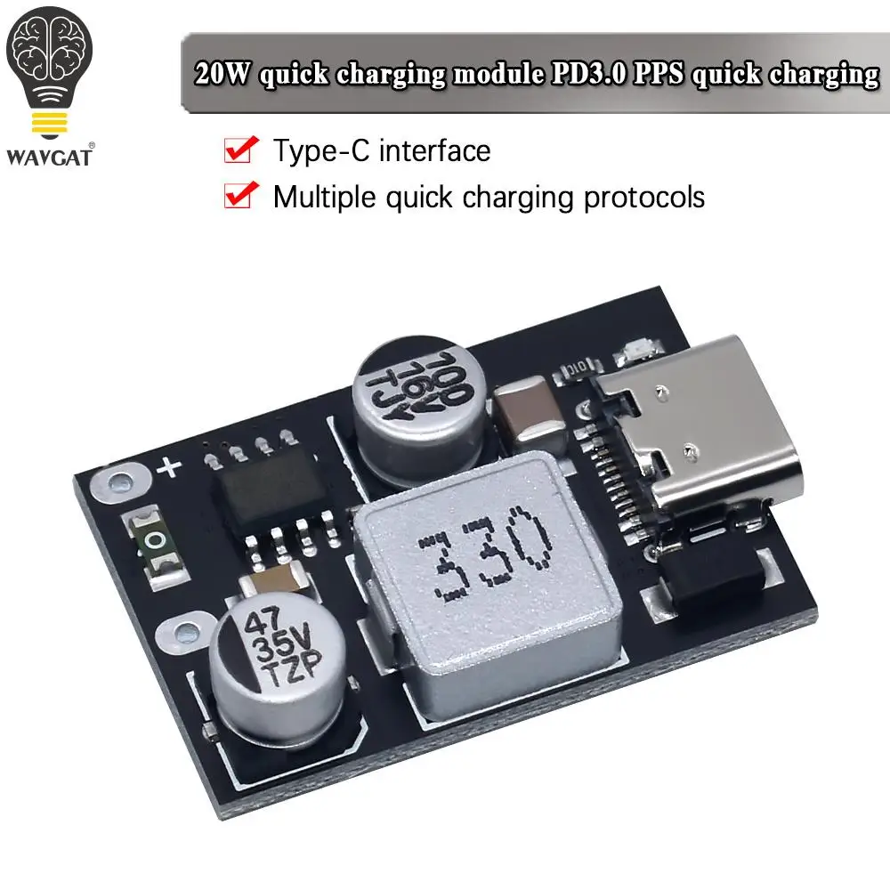 Type-C 20W PPS Quick Charging Module QC3.0 PD3.0 HUAWEI SCP Overvoltage Over Temperature Protection For 18650 Battery Power Bank