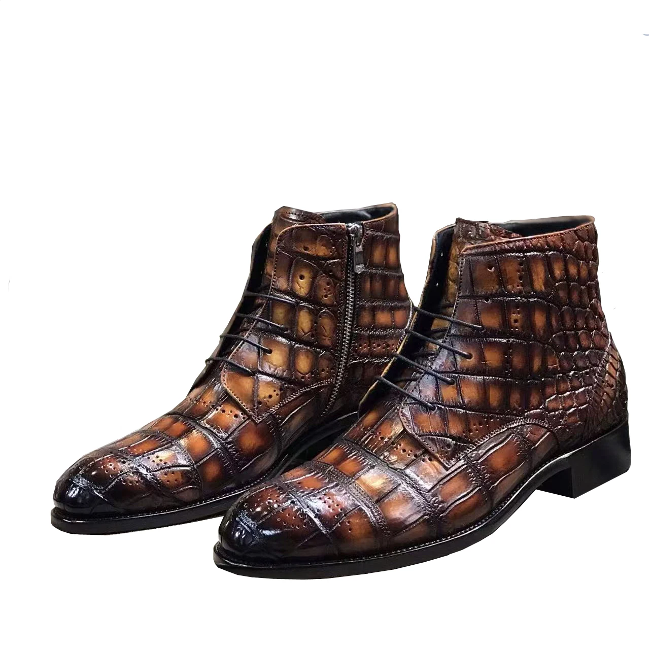 

yingshang new men crocodile boots male brush color shoes brown office business leisure wedding shoes groom