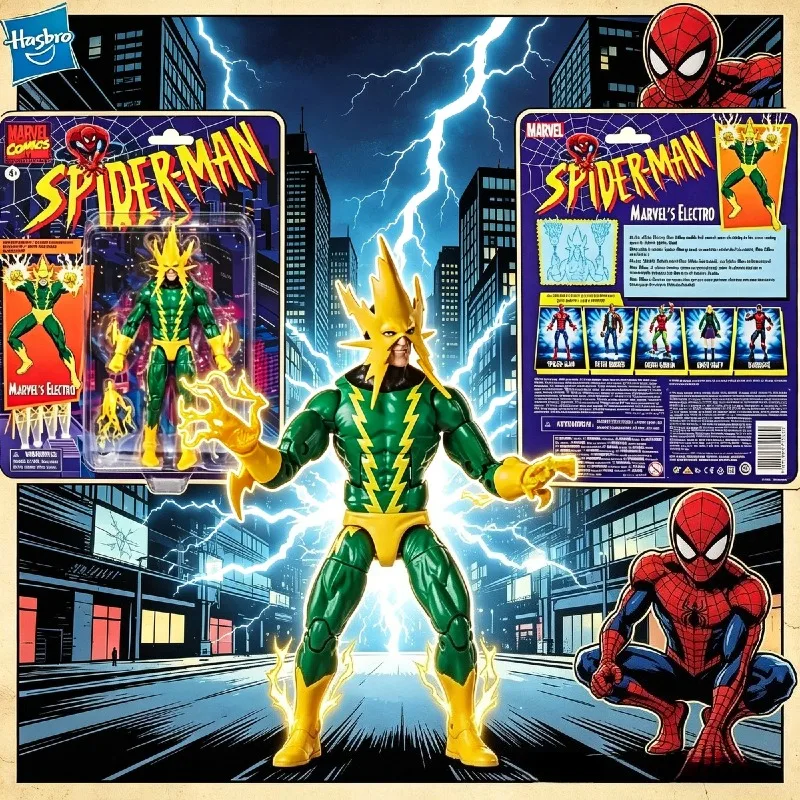 

В НАЛИЧИИ: Коллекционная подвижная фигурка Hasbro Retro Spider-Man Electro, 6 дюймов, оригинальная модель, игрушка в подарок