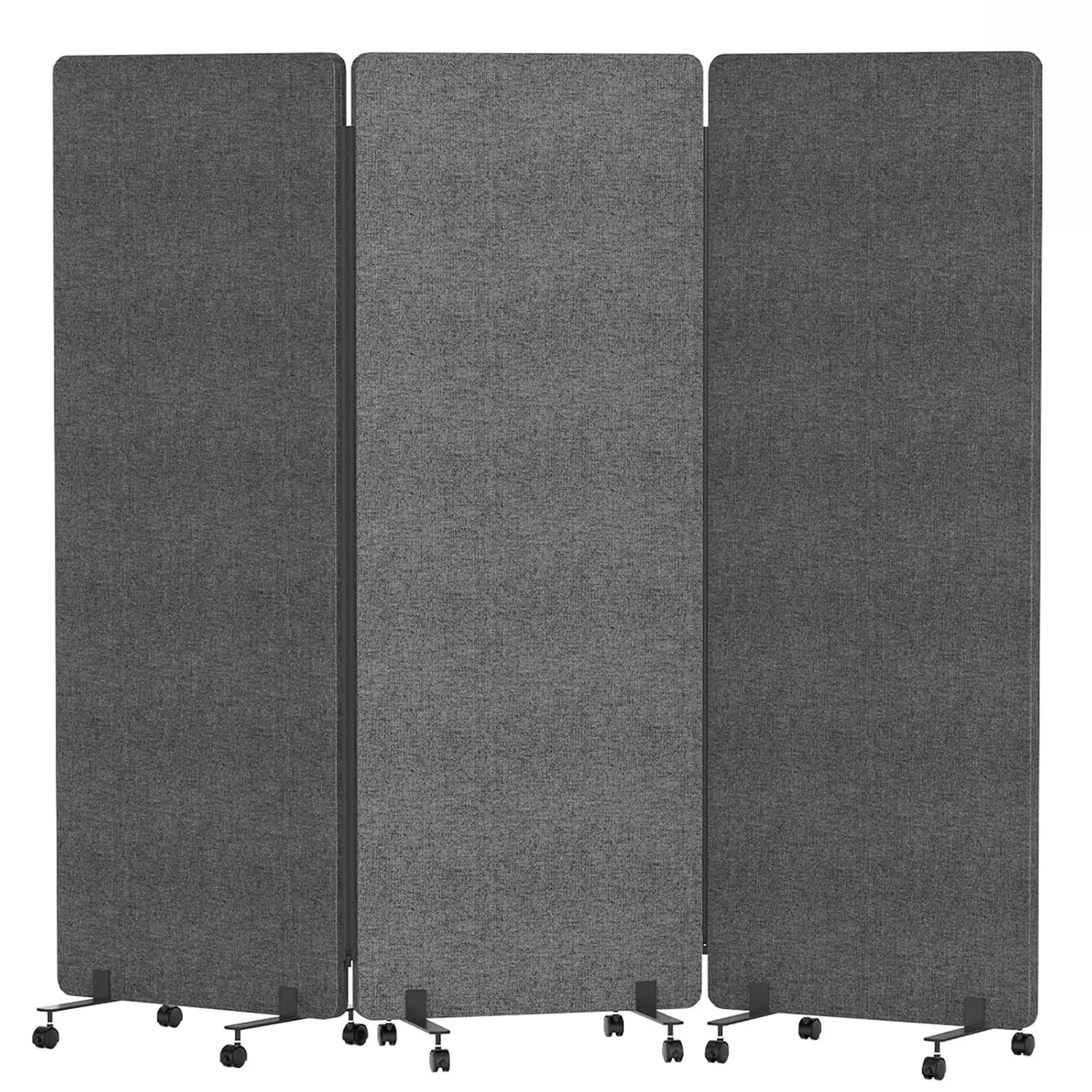 Soundproof Room Divider 3 Panel Rolling Partition 72x66in Freestanding Folding Privacy Screen Office Hospital, Customized