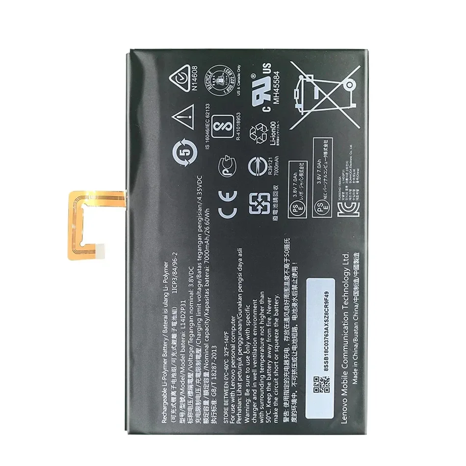 

L14D2P31 7000mAh Stable Tablet Battery For Lenovo Tab 2 A7600-F A10-70F Tab2 A10-70 A10-70L