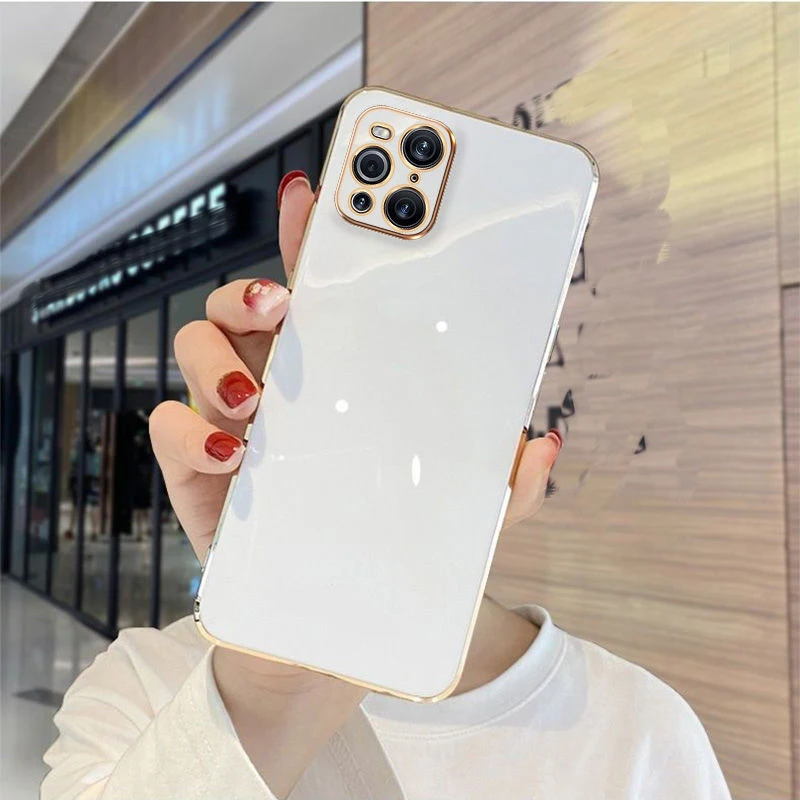 For OPPO Find X3 Neo Case OPPO Find X3 Pro Phone Case oppo find X6 X6 Pro X5 X2 lite Luxury Square Plating Silicone Back Cover