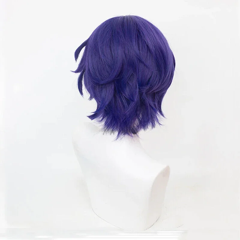 Honkai Star Rail Dr. Ratio Cosplay Wig 35cm Mixed Purple Synthetic Wigs