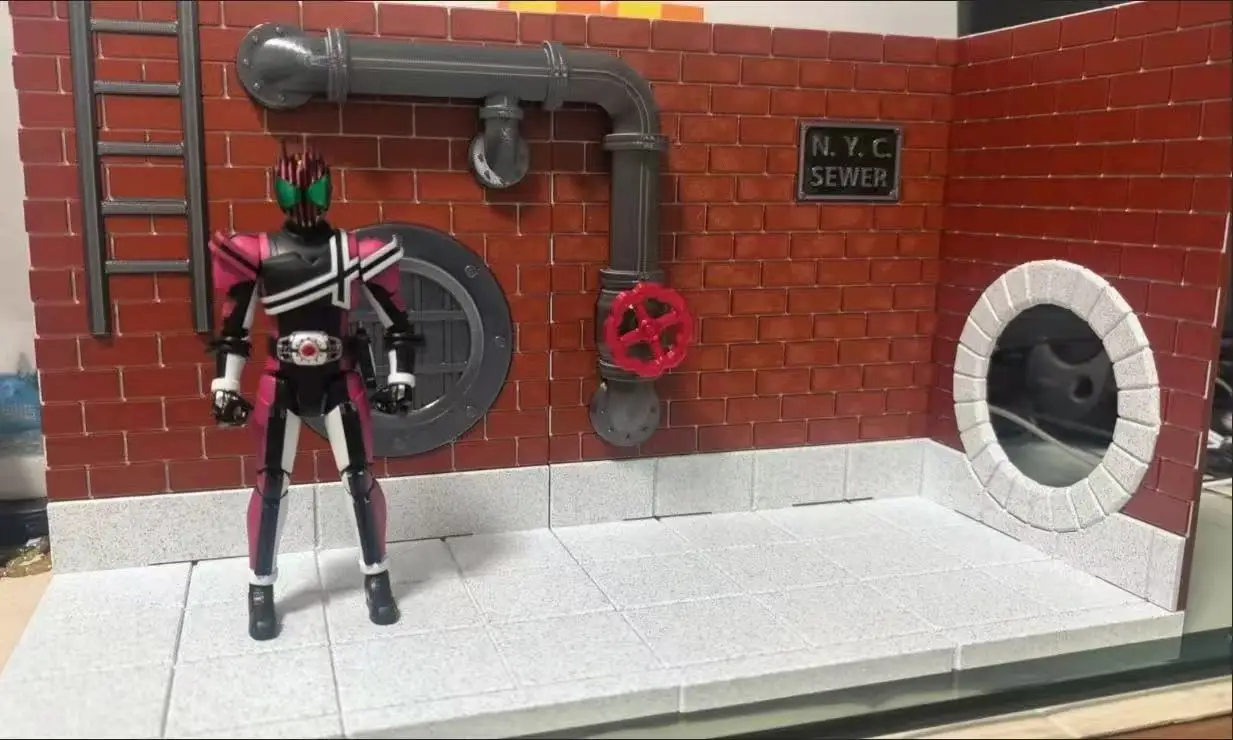 Wikeetoys Display Base 1/12 Sewer scene background board for 6 Inch Action Figures street fighter Teenage Mutant Ninja Turtles