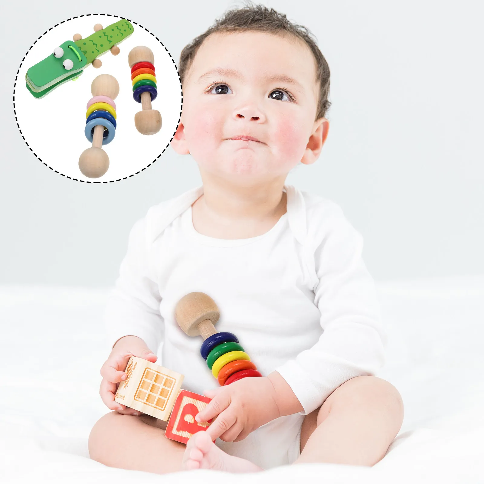 

Набор из 3 деревянных креативных музыкальных инструментов для детей: кастаньеты для раннего развития, тренировки координации рук и глаз, музыкальные развивающие инструменты