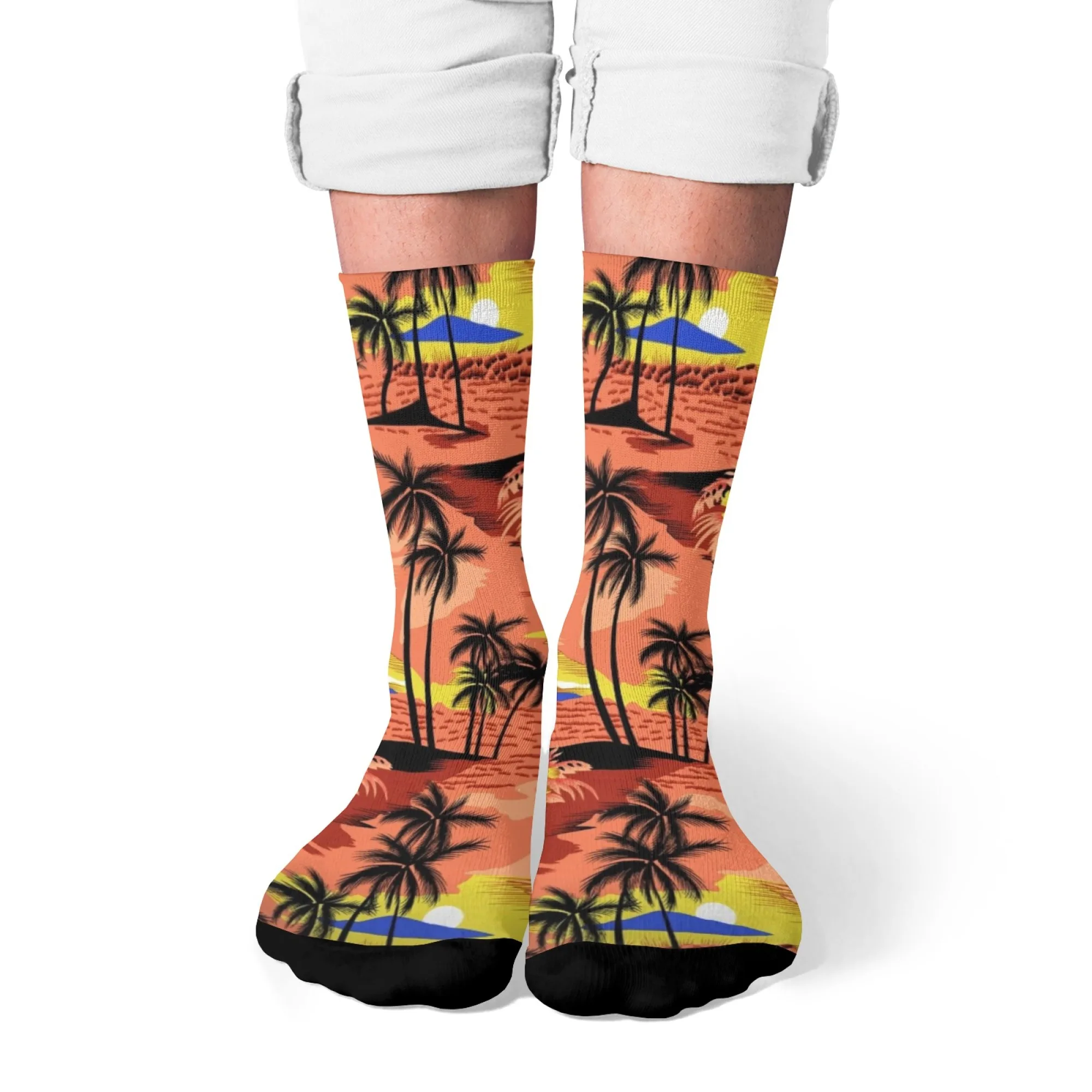 

Casual Fashion Men's Socks Tropical Beach Print Socks Retro Style Breathable Non-slip Sports Socks Novelty Funny Happy Socks