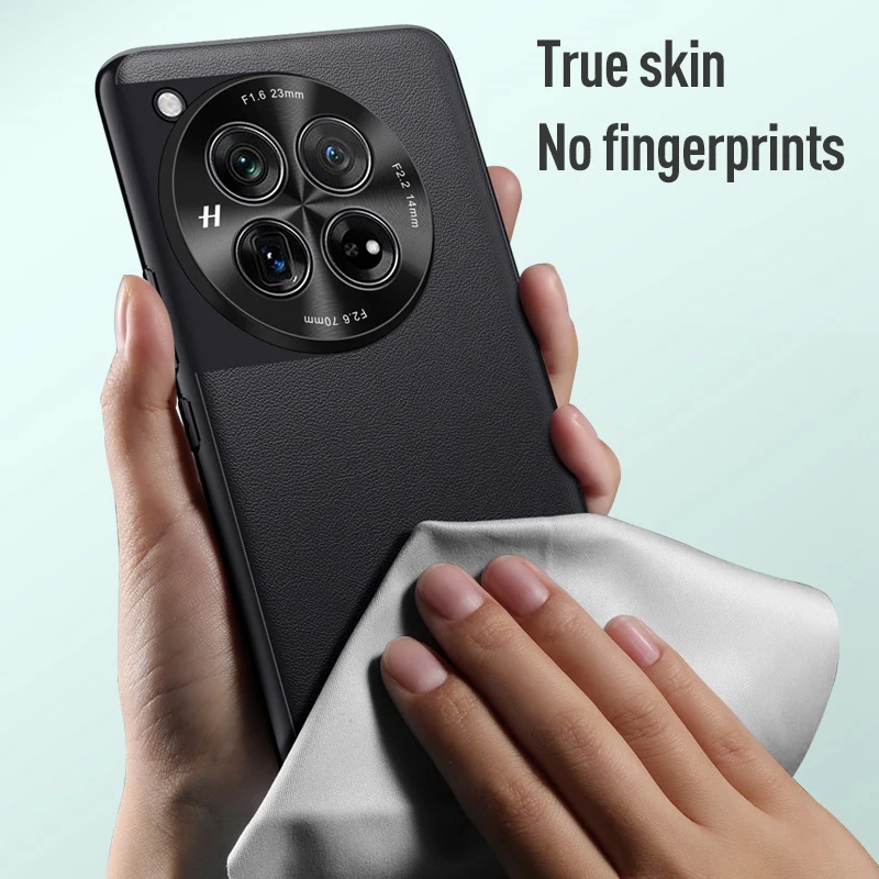 Luxury PU Leather Phone Case For OnePlus 12 Back Cover Matte Shockproof Full Protection Case For One Plus 12 5G OnePlus12 Coque