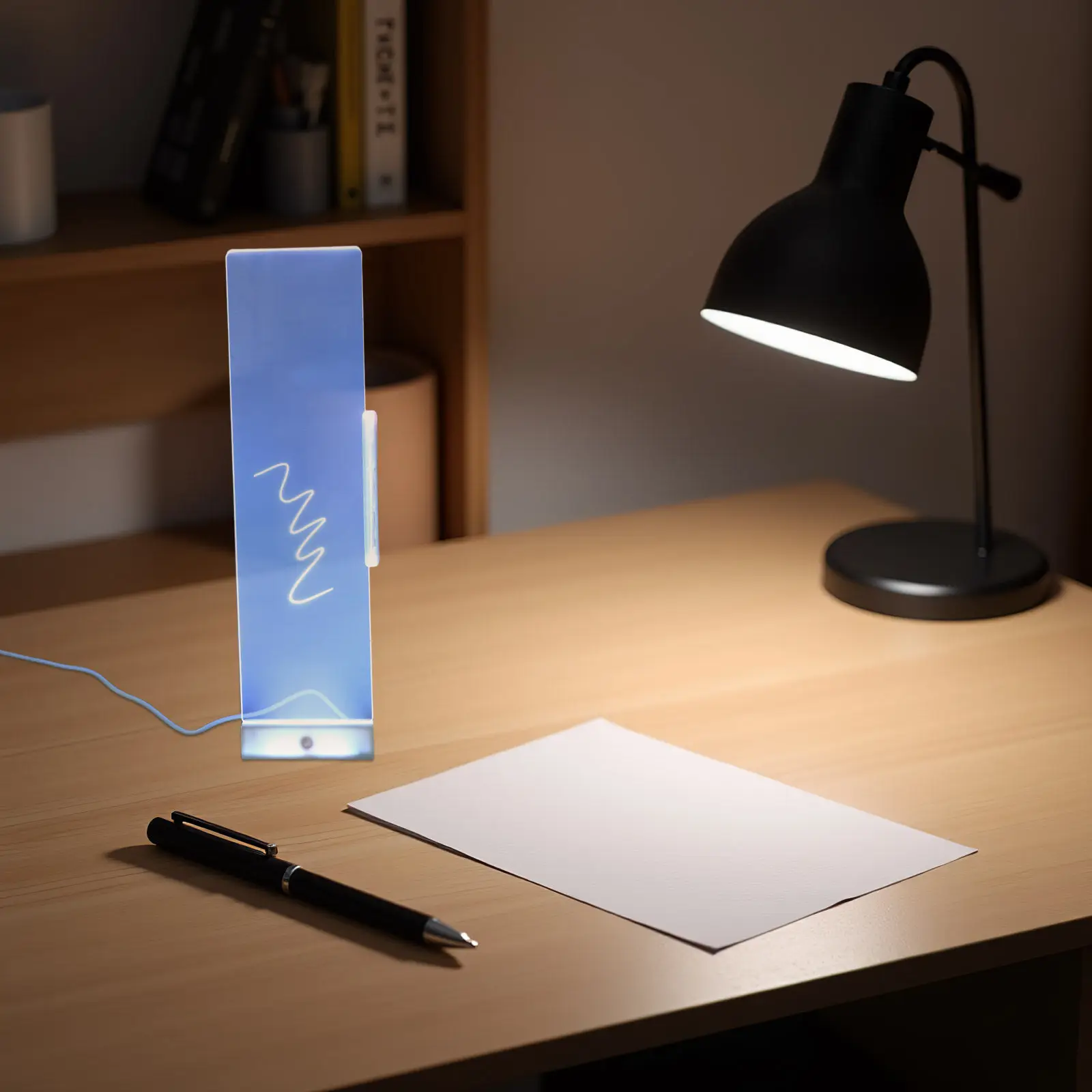 1Set Clear Transparent LED Glowing Monitor Memo Board Side Panel Desktop Note Holder Office Message Transparent Writing Board