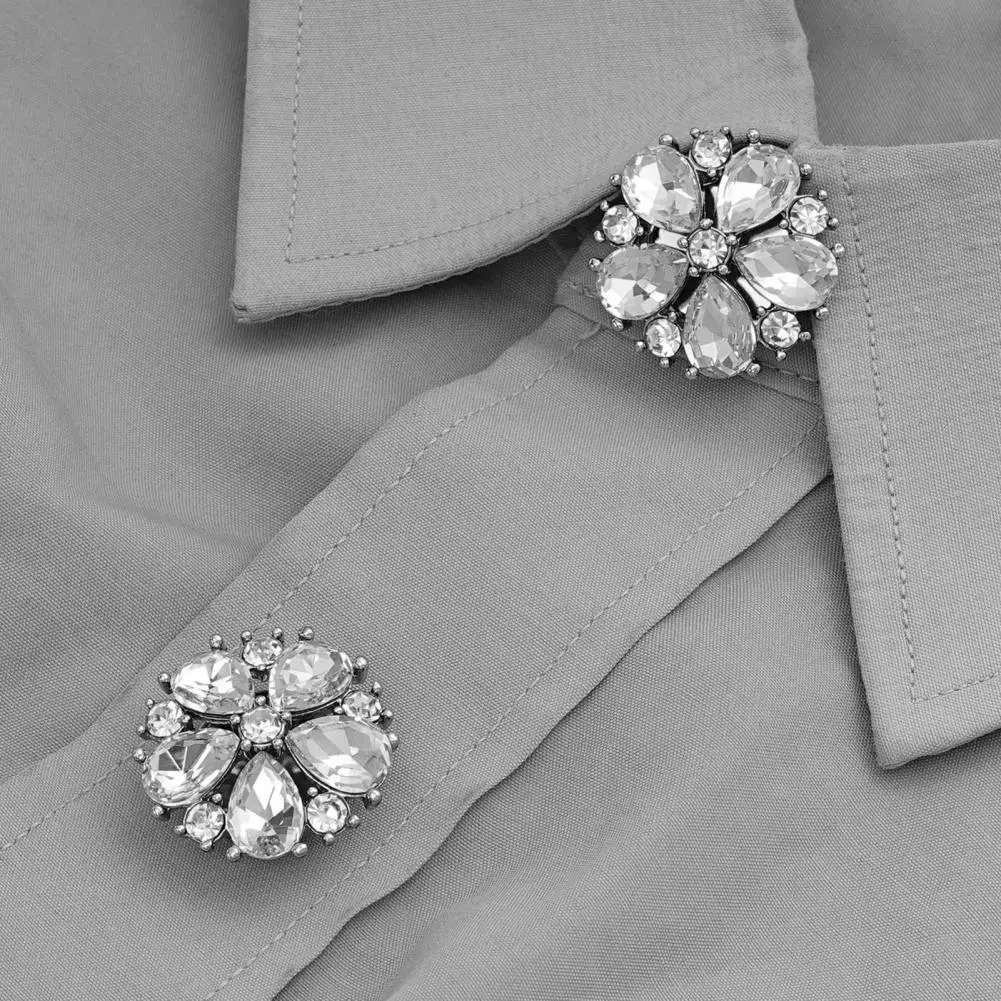Rhinestone Button Cover Removable Clip-on Button Cover Decorative Flower Button Cover for Shirt Blazer Coat Wedding Accessories