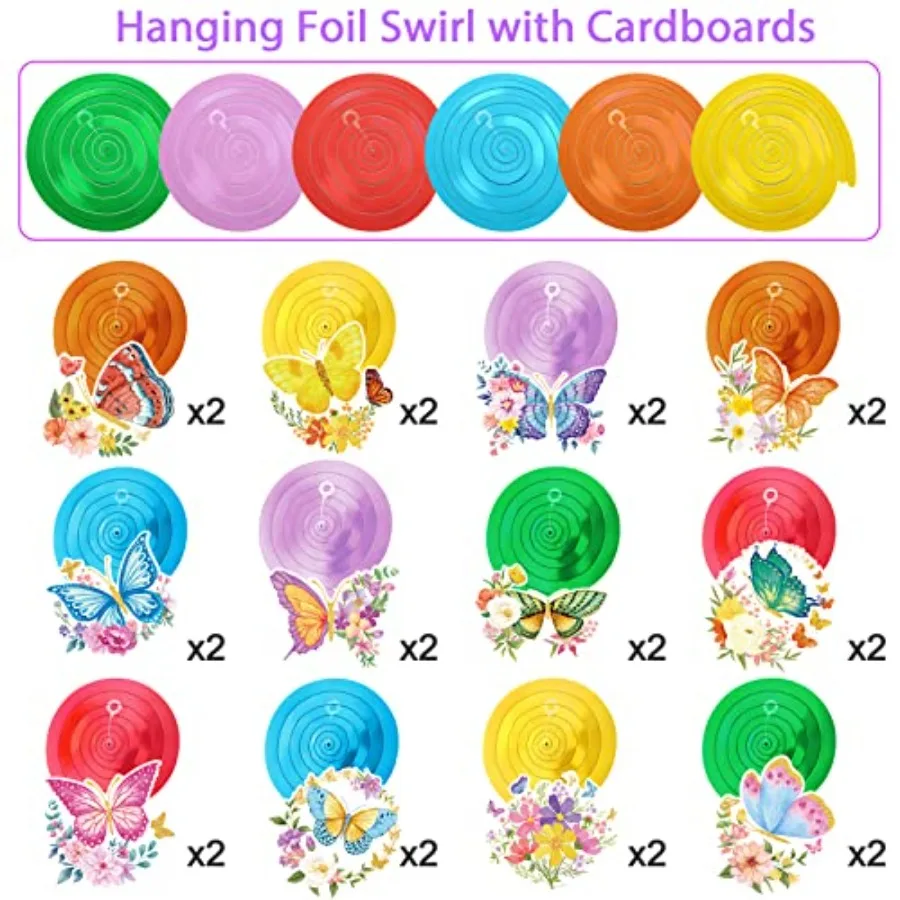 30 Pieces Butterfly Flower Hanging Swirl Party Decorations Summer Spring Butterfly Ceiling Decorations for Baby Shower Birthday