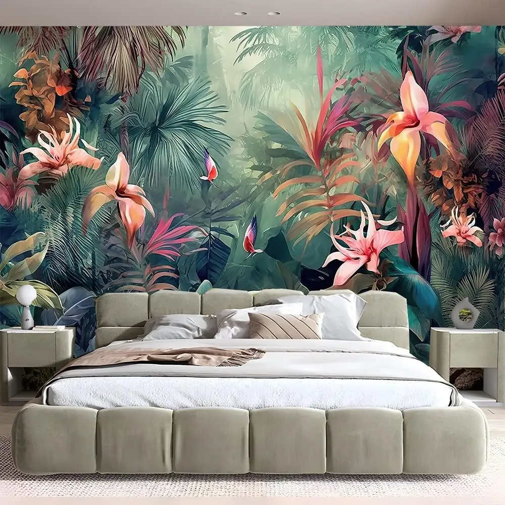 Tapestry Blanket Tapestry Clearance Tropical Flower Plant Tapestry Wall Hanging, Palm Tree Leaves Rainforest Jungle Nature Room