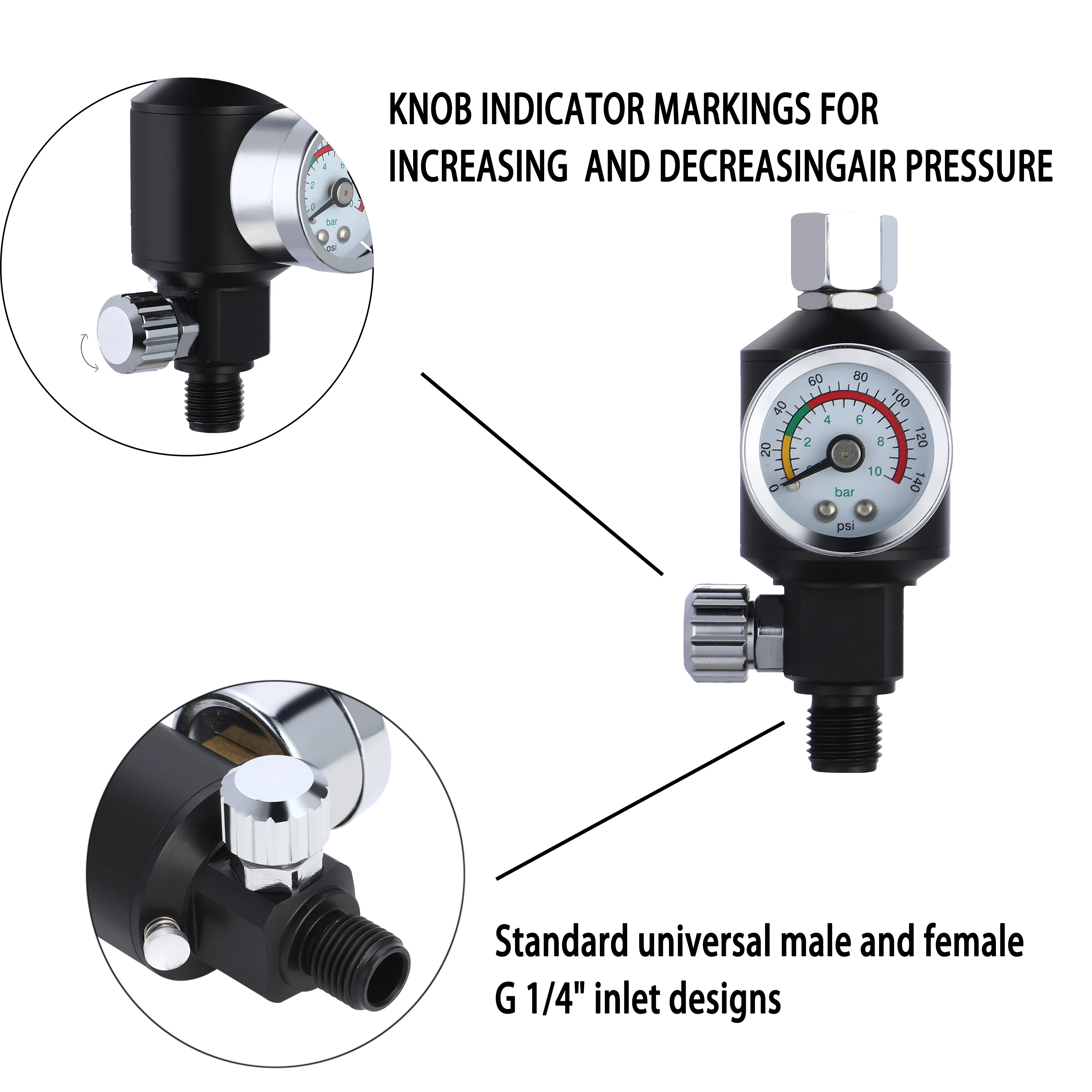 PRF-1 2-in-1 Spray Gun Pressure Valve, Integrated Oil And Water Filter Air Pressure Regulator, For Home Pneumatic Tools