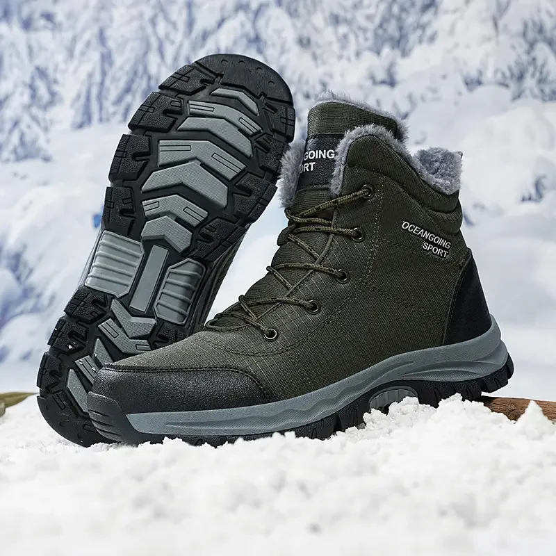 Snow Boots Man Platform Boots Non-slip Men Winter Shoe Plush Or No Plush Warm Ankle Boot Waterproof Comfortable Boot Big Size 48