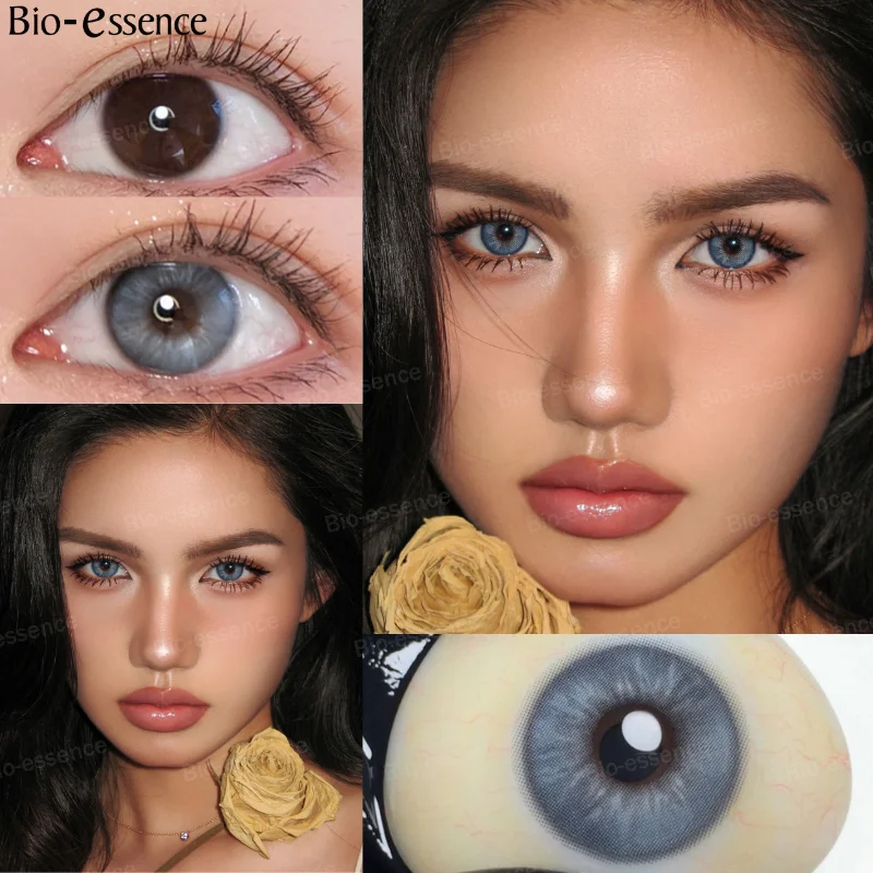 Bio-essence 1 Pair Big Eye Korean Lenses Colored Contact Lenses with Degree Myopia Lenses Green Lenses Black Lenses Prescription